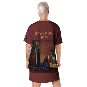 T-shirt dress CROW DRINKS WINE