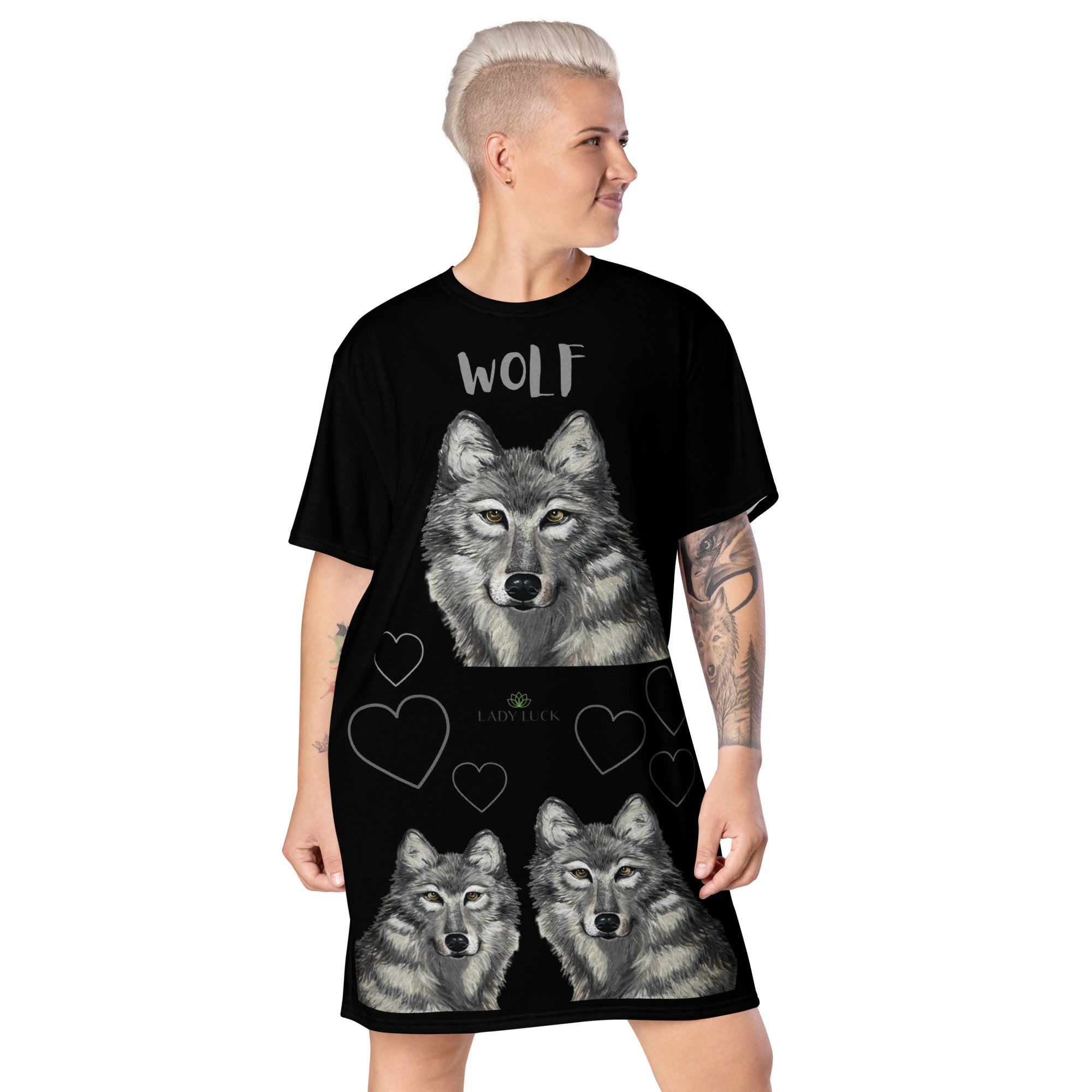 T-shirt dress WOLF black