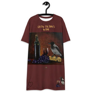 T-shirt dress CROW DRINKS WINE