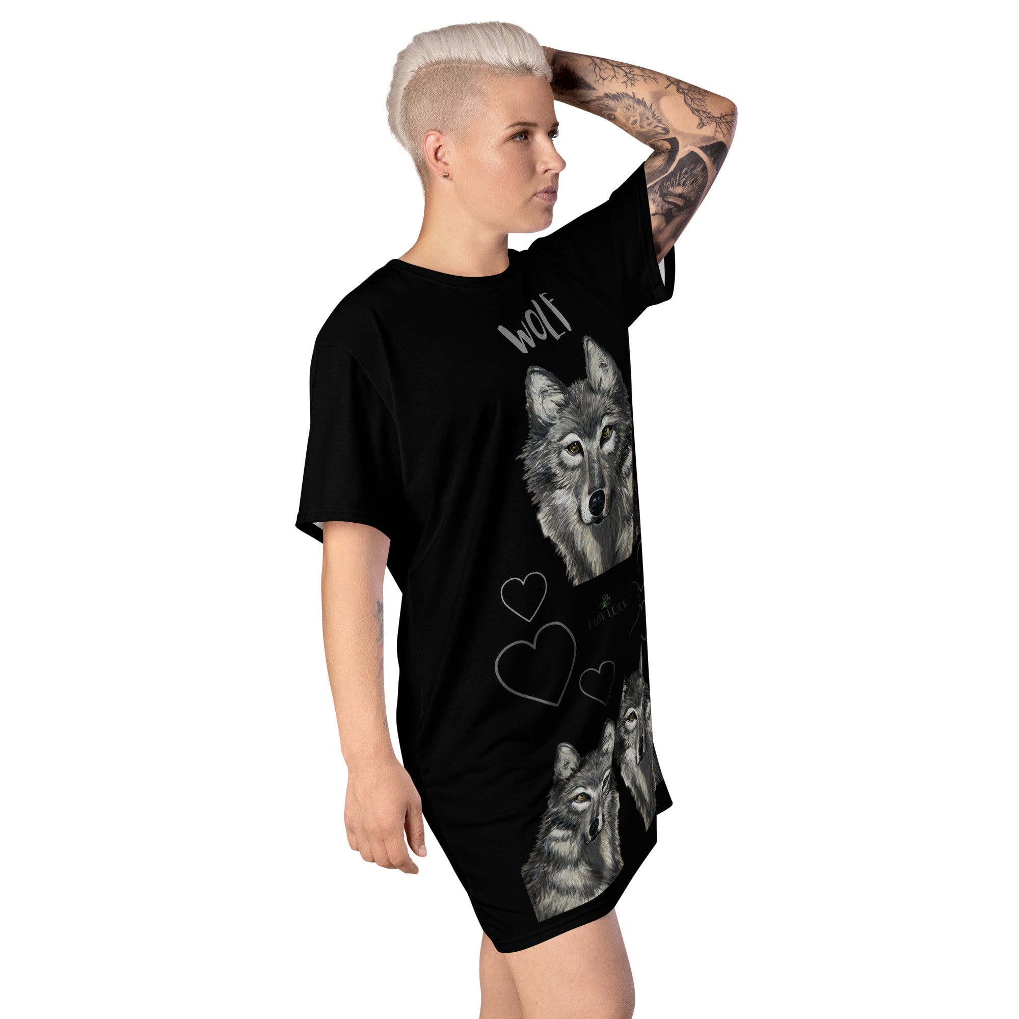 T-shirt dress WOLF black