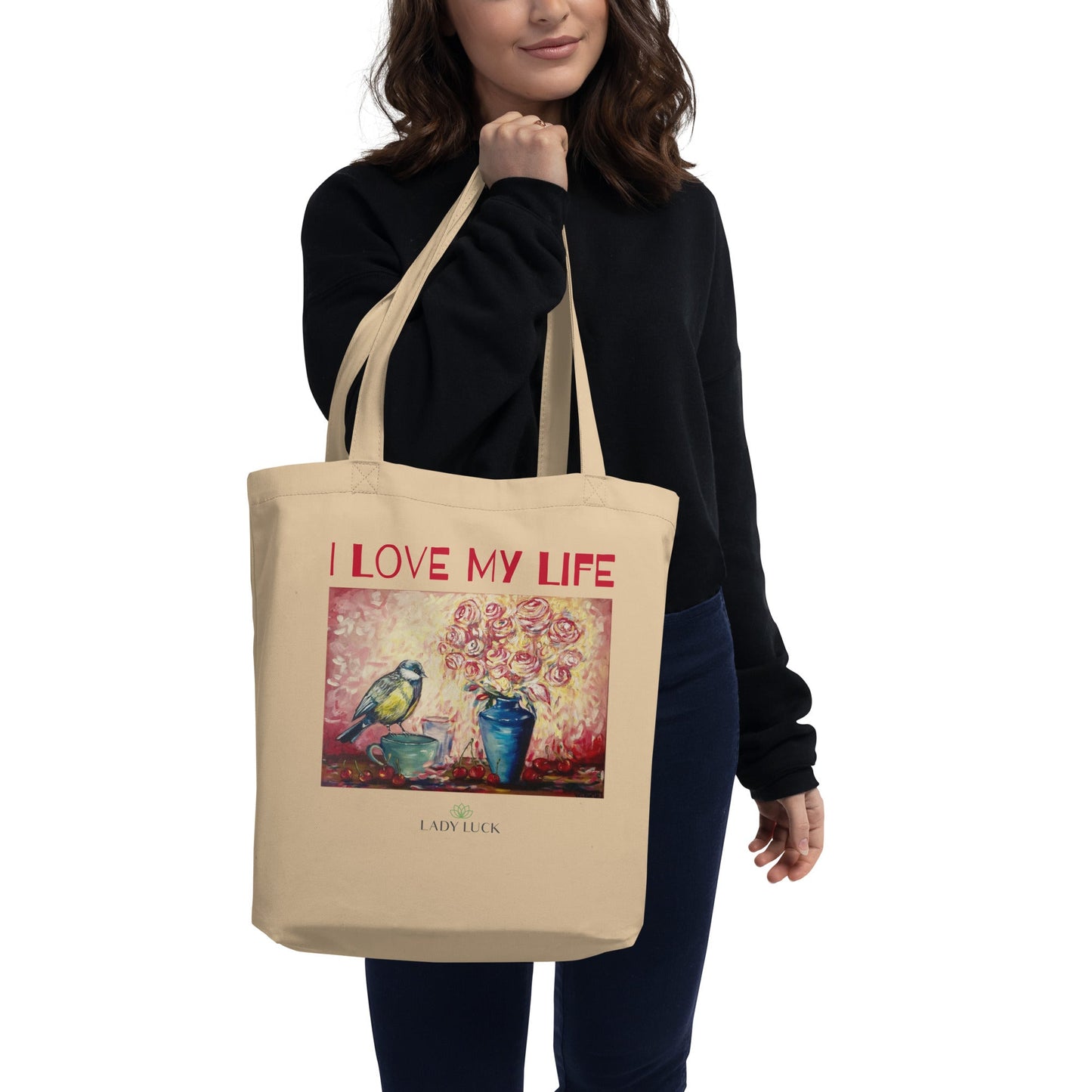 #tshirt_ilovemylife# #tshirt# #tsärk# #artonproducts# #kannakunsti# #kott# #termopudel# #art_sEco Tote Bag I LOVE MY LIFE#product_type