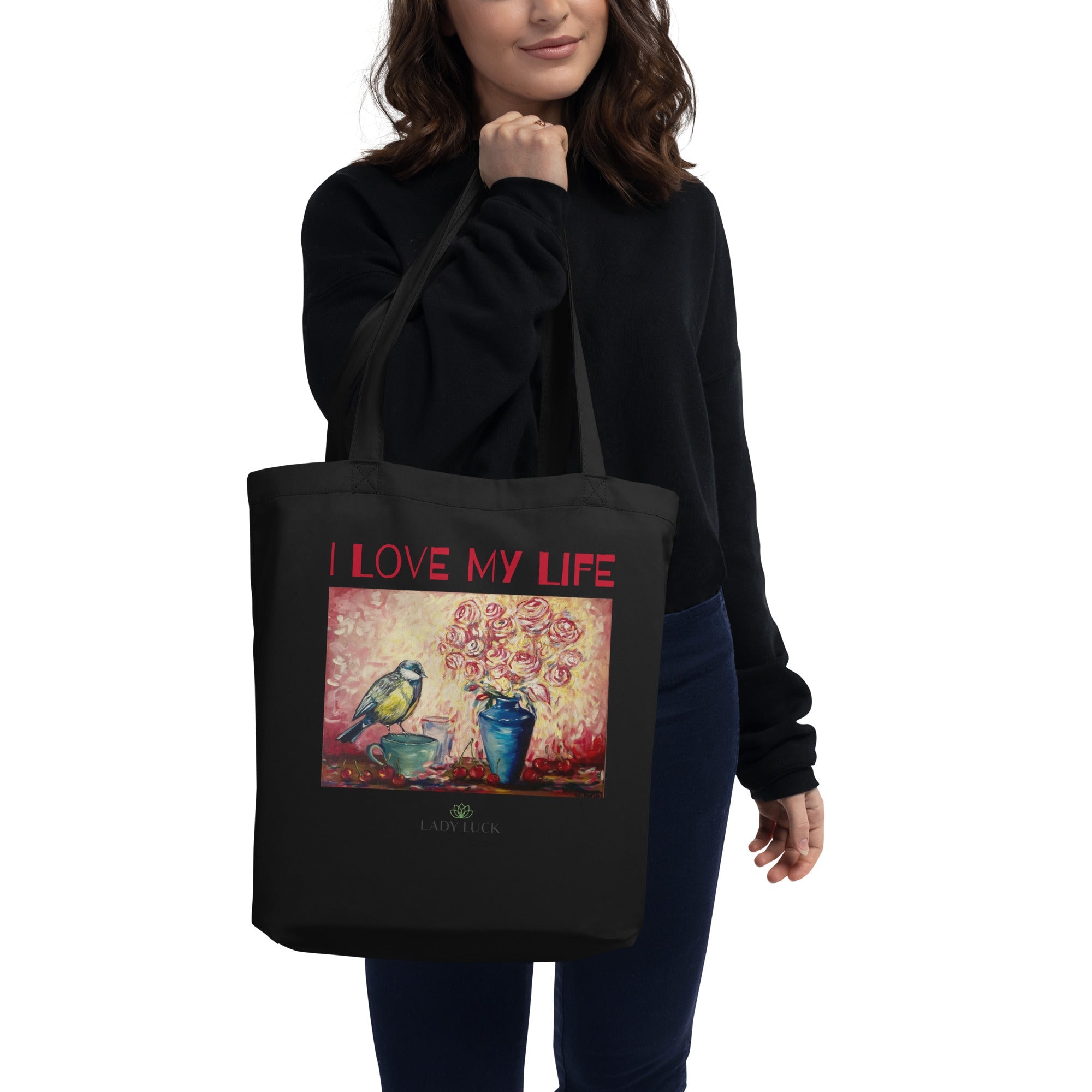 #tshirt_ilovemylife# #tshirt# #tsärk# #artonproducts# #kannakunsti# #kott# #termopudel# #art_sEco Tote Bag I LOVE MY LIFE#product_type