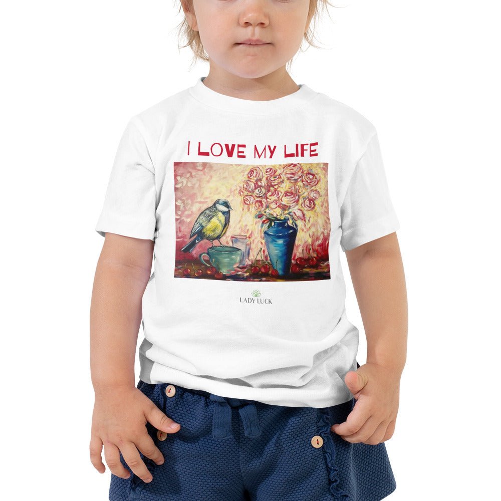 #tshirt_ilovemylife# #tshirt# #tsärk# #artonproducts# #kannakunsti# #kott# #termopudel# #art_sToddler t-shirt I LOVE MY LIFE#product_type