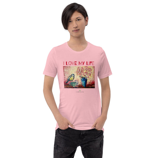 #tshirt_ilovemylife# #tshirt# #tsärk# #artonproducts# #kannakunsti# #kott# #termopudel# #art_sUnisex t-shirt I LOVE MY LIFE#product_type