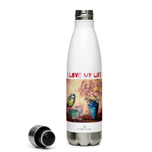 #tshirt_ilovemylife# #tshirt# #tsärk# #artonproducts# #kannakunsti# #kott# #termopudel# #art_sStainless Steel Water Bottle I LOVE MY LIFE#product_type