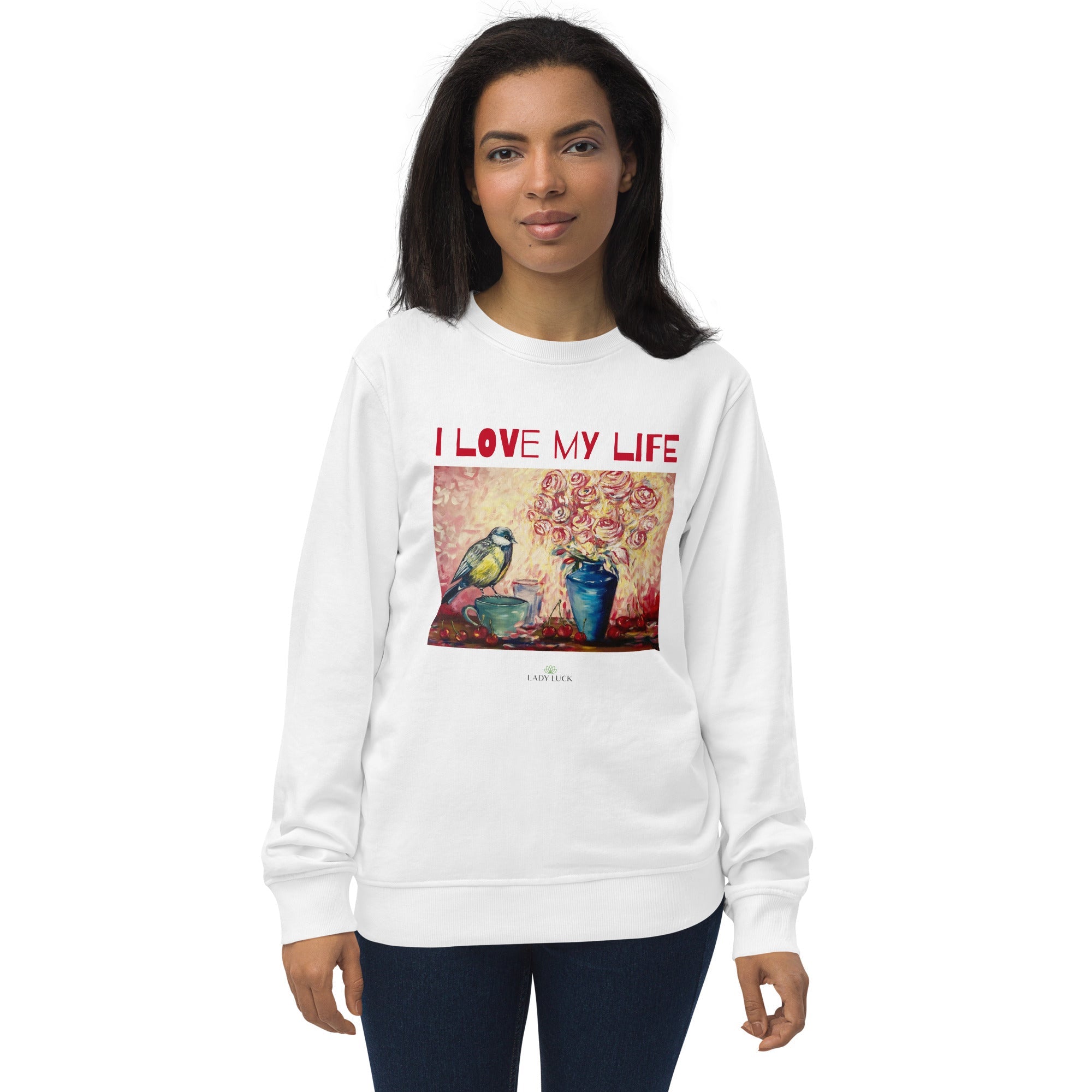 #tshirt_ilovemylife# #tshirt# #tsärk# #artonproducts# #kannakunsti# #kott# #termopudel# #art_sOrganic sweatshirt I LOVE MY LIFE#product_type
