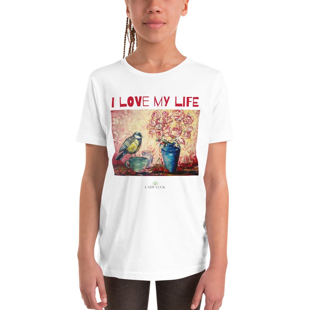 #tshirt_ilovemylife# #tshirt# #tsärk# #artonproducts# #kannakunsti# #kott# #termopudel# #art_sYouth Short Sleeve T-Shirt I LOVE MY LIFE#product_type