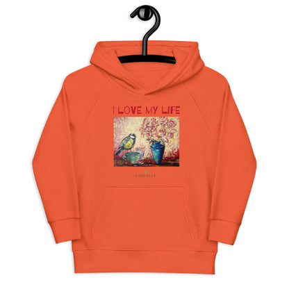 #tshirt_ilovemylife# #tshirt# #tsärk# #artonproducts# #kannakunsti# #kott# #termopudel# #art_sKids eco hoodie I LOVE MY LIFE#product_type