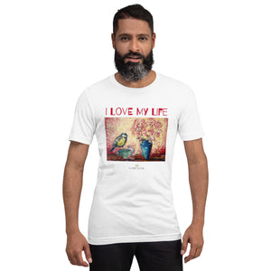 #tshirt_ilovemylife# #tshirt# #tsärk# #artonproducts# #kannakunsti# #kott# #termopudel# #art_sUnisex t-shirt I LOVE MY LIFE#product_type